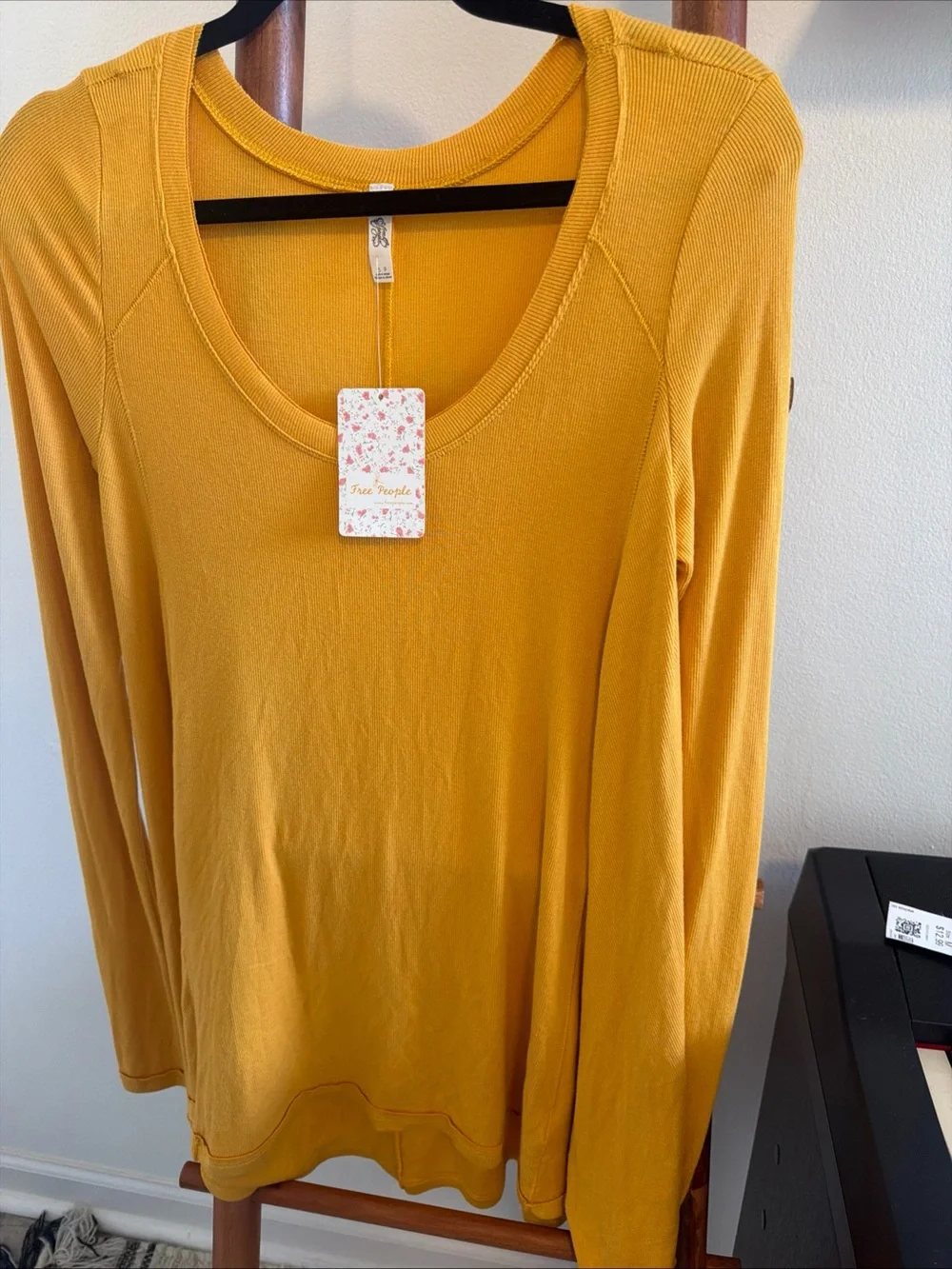 NWT Free People yellow ribbed tunic top
